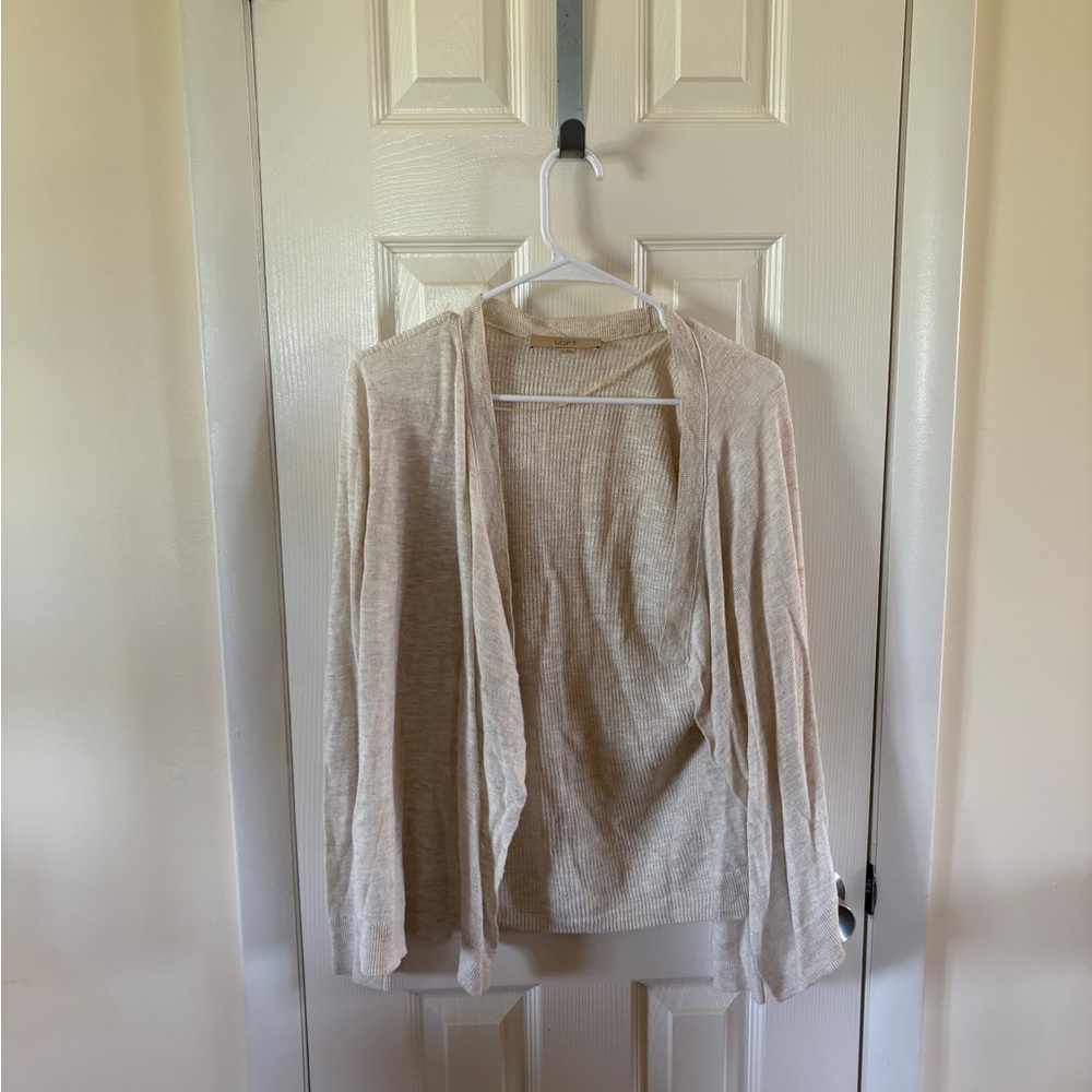 Loft - Light Beige Open Front Women's Cardigan Sweater
